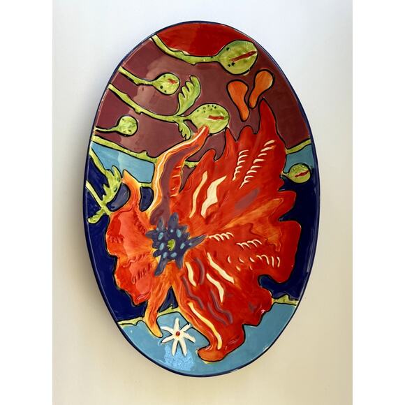 Simon Bull Limited Edition Art Salad Bowl Poppy‎ Flower Van Group Collectible - Picture 2 of 12